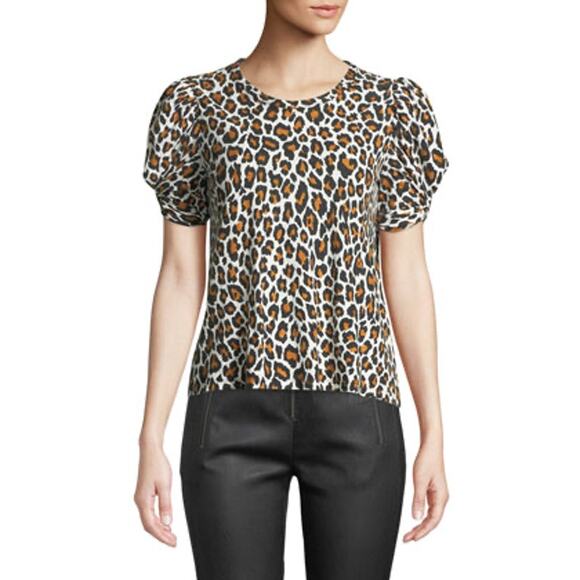 A.L.C Kati Leopard-Print Puff-Sleeve‎ Tee - Picture 1 of 7